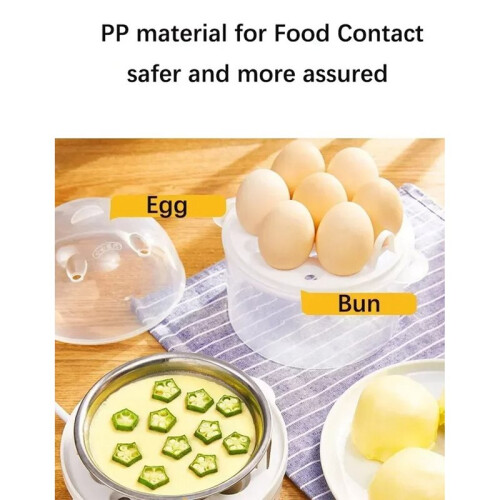 Electric Portable Double Layer Egg Steamer Cooker Poach Boil Steam Eggs Veggies Breakfast Maker Machine EU Plug 1