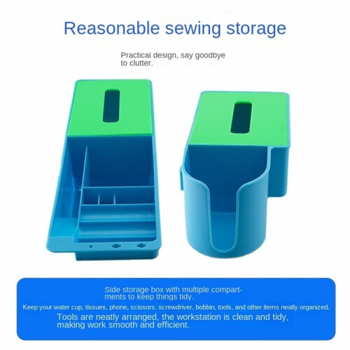 Sewing Machine Desktop Large Capacity Storage Box, Multi Compartment Organizer for Tissue Water Cup Scissors A