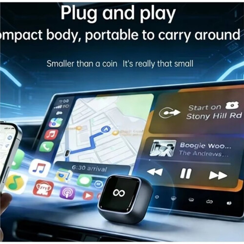 2-in-1 Wireless CarPlay Adapter Support for IOS & Android Auto,   USB A & USB C Dongle Convert Wired to 1