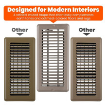 4" X 10" Floor Register 4 Pack, Heavy Duty All-Steel Taupe Vent Covers for Home Floor, Rust-Proof