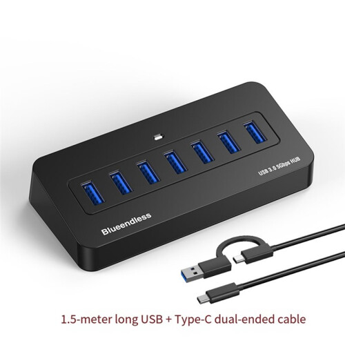 Blueendless Hub USB-A Multiportas 7 em 1 Tipo C com Cabo de 1,5 M 2