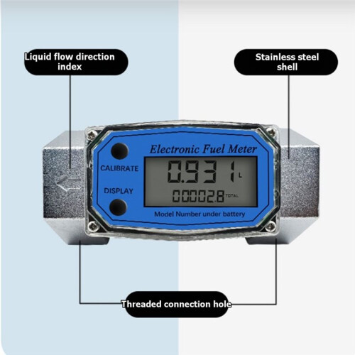 3/4 Inch Digital Water Meter, Female NPT Threads, Inline Flow Meter Turbine Flow Meter Fuel Flow Meter 2