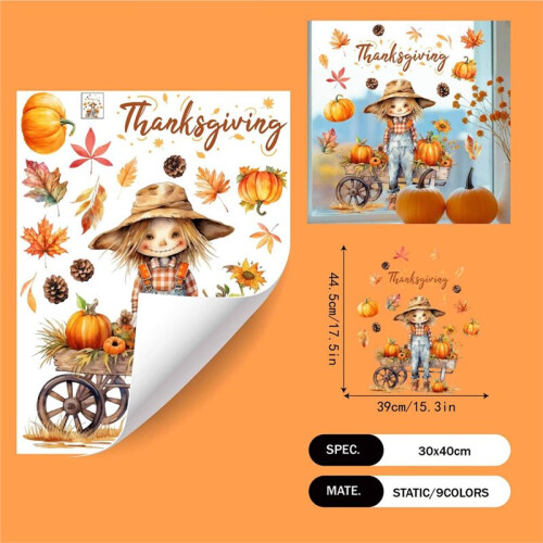 Glitter Fall Window Clings - Stunning Autumn Thanksgiving Decor for Your Home 1