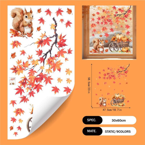 Glitter Fall Window Clings - Stunning Autumn Thanksgiving Decor for Your Home 2