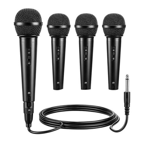 4 Pack Dynamic Microphone with Cable 6.35mm Wired Microphone for Singing, Karaoke, Dj, Stage Speech
