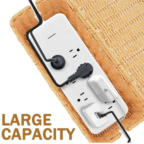 Cable Management Box Handmade Rattan Cable Organizer Cord Basket with Lock, Large Ventilated Storage 2