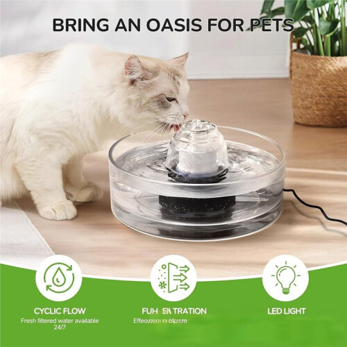 Fonte de Água em Forma de Gato, Modelo com Interface USB de 2,7 Litros e Bomba Ultrassilenciosa. 1