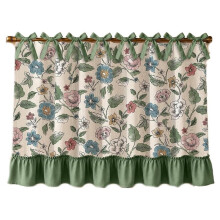 Farmhouse-Style Tie-Top Oven Cover Curtain - Green Vine Pattern - Creates A Cozy Home Atmosphere