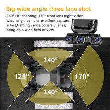 4 Camera WiFi Car DVR Dash Cam 1080P 4-Way View Video Recorder with 24H Parking Monitoring Hardwire Kit