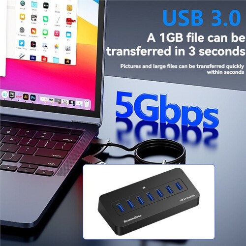 Blueendless Hub USB-A Multiportas 7 em 1 Tipo C com Cabo de 1,5 M