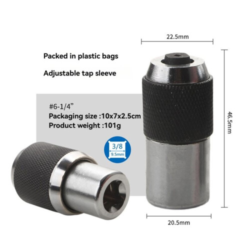 2Pcs Adjustable Tap Socket 3/8" for 6-1/4" & 1/4"-1/2" Taps Low Profile Threading for Hand Ratchets and Wrenches 2