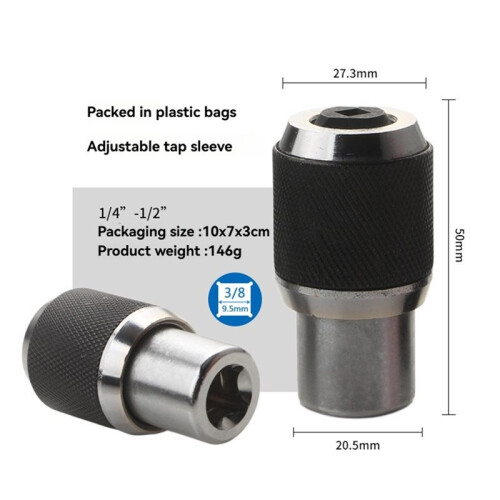 2Pcs Adjustable Tap Socket 3/8" for 6-1/4" & 1/4"-1/2" Taps Low Profile Threading for Hand Ratchets and Wrenches 2