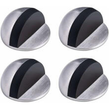 Adhesive Door Stopper – 4-Pack Stainless Steel Rubber Half-Moon Door Stop