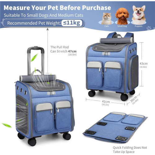 Pet Carrier Backpack Stroller – Cat & Dog Carrying Backpack with Stroller Mode 2