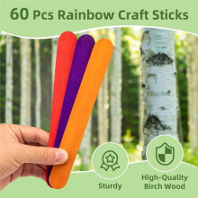 8 Inch Colored Jumbo Sticks - 100 PCS Extra Large Natural Premium Wood, Rainbow Wooden PopsicleSticks