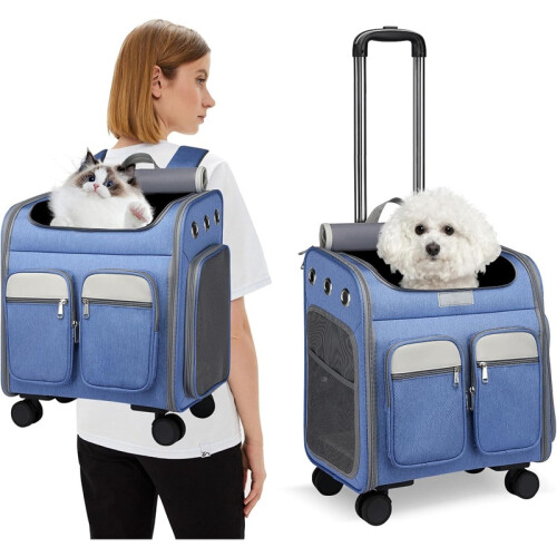 Pet Carrier Backpack Stroller – Cat & Dog Carrying Backpack with Stroller Mode