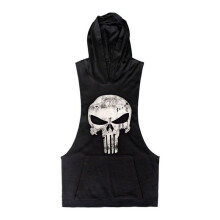 (Black,L)Hot Men Gym Clothing Stringer Hoodie Bodybuilding Tank Top Muscle Shirt Hooded