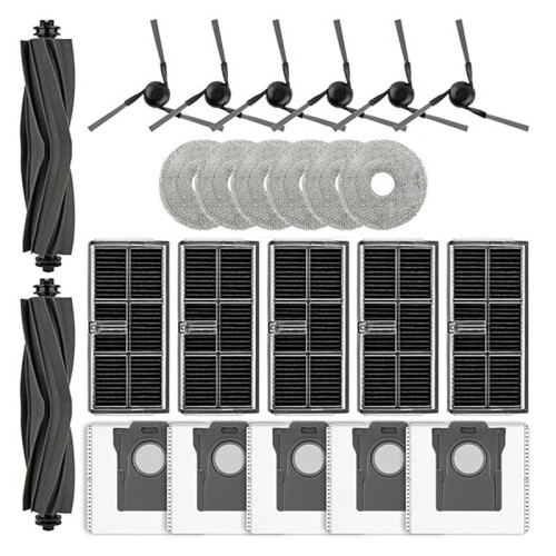 24 Delar för Mova E40 Ultra Robotdammsugare Reservdelar Kit: Borstar, Filter, Moppdynor