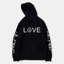 (Noir,XL=US M)Lil Peep Love Sweatshirt Pullover Hip Hop Sad Face Women Men Rapper New Hoodies