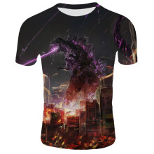 (Black,4XL)Godzillaking Of The Monster Men Short Sleeve Tops 3d Print Casual Tee Tshirt