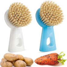 2Pcs Vegetable Scrubber Brush Standing Handle Nylon Bristle for Potato Carrot Fruit Veggie Kitchen Cleaning Tool