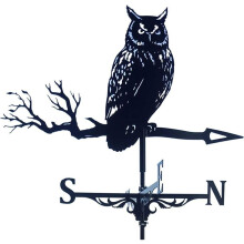 Stainless Steel Owl Weathervane – Durable Retro Garden Wind Vane with Stake