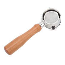 54mm Bodenloser Siebträger Holz Edelstahl Kaffee