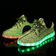 (Green,30Foot Length19.5cm)Led Luminous Sneakers Usb Charge Children Low Cut Shoes Fashion Gift Casual
