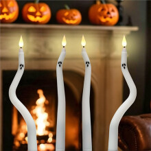 Halloween Taper LED Candles Remote Timer Halloween Decorations Indoor Cute Spooky Ghosts for Table & Mantel