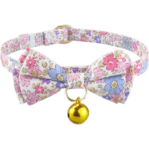 Cat Collar with Copper Bell 2-Pack – Soft Cotton Bow Tie Collars with Quick-Release Buckle 1