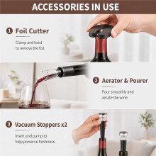 Electric Wine Opener, Rechargeable Automatic Wine Bottle Opener Set Electric Corkscrew Wine Opener for Wine Lovers,Black