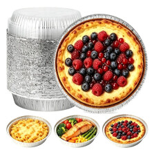 Bandejas de Papel de Aluminio con Tapas Transparentes - Paquete de 20 Recipientes Desechables para Tartas con Tapa para Hornear y Almacenar Sobras