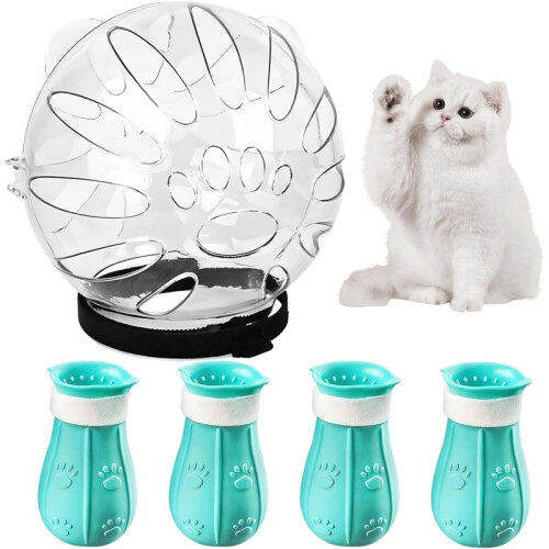 Transparent Cat Grooming Muzzle – Breathable Safety Grooming Mask Set 1