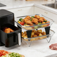 Airfryer Accessories, Hot Air Fryer Accessories, Square, Stackable Airfryer Grid for Hot Air Fryer, Stainless Steel 304