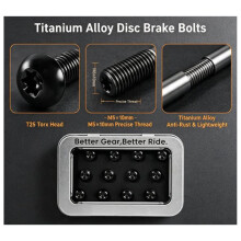 12Pcs M5x10mm T25 Torx Titanium Alloy Disc Brake Rotor Bolts, Anti‑Rust Bicycle Rotor Mounting Screws with Storage Box