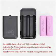 22.5w 21700 Battery Power Bank Battery Case DIY Housing Empty Powerbank Shell for 2pcs 21700 Batteries Box Black