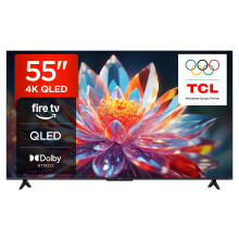 TCL 55T6C-UK 55 Inch QLED 4K HDR TV, Fire TV (Smart TV with Dolby Vision & Atmos, HDR10+, Press & Ask Alexa, 2025 Model)