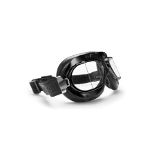 Vintage Motorcycle Goggles with Antifog and Anticrash Squared Lenses Matt Black Steel Rim AF193A Motorbike Aviator Glasses Italy