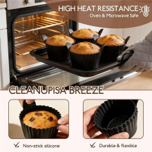 Silicone Pastry Muffin Moulds 9 X 5cm, Set of 6 Reusable Air Fryer Moulds for Muffins, Cakes, Eggs