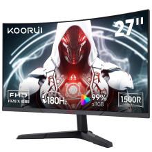 KOORUI 27 Inch Gaming Monitor, FHD 1080P Curved Monitor 180Hz