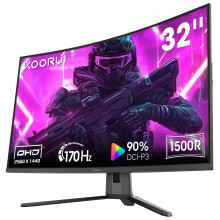KOORUI 32 Inch Curved Gaming Monitor, QHD 1440P, 170Hz, VA 1500R