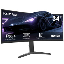 KOORUI 34 Inch Curved Monitor Gaming, 180Hz, WQHD, 1000R, 1MS, HDR 400