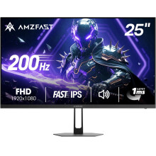 Amzfast 24.5 inch Gaming Monitor FHD 1920x1080p, 200Hz Fast IPS with Built-in Speaker, 1ms MPRT, Adaptive Sync, AI Crosshair, 124% sRGB, 93% DCI-P3, 3