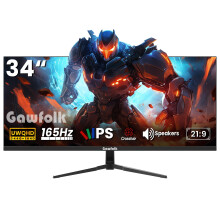 Gawfolk 34 Inch UltraWide Gaming Monitor with Speakers 165hz WQHD 3440x1440p | 21:9 IPS Screen Display FreeSync & G-Sync Compatible,PIP/PBP, Dual HDMI