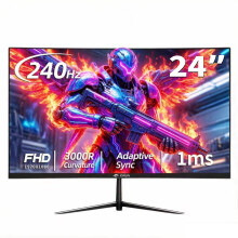 CRUA 24 Inch 240Hz Gaming Monitor, FHD 1080P with DP1.4 & FreeSync, 1ms Response, 120% sRGB, Adjustable Height & Tilt, Vertical Display for PC/Console