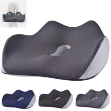 Orthopedic Seat Cushion, Comfort Memory Foam Office Chair Cushion, Tailbone Sciatica Back Pain Relief for Office Home Soft Support (1Pcs Gray)
