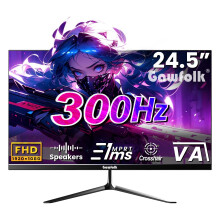 Gawfolk 24.5 Inch Gaming Monitor 300Hz FHD 1080p VA Computer Monitor with Built-in Speakers, FreeSync, HDR,HDMI x2 DP x2, VESA Mount,1ms MPRT,Crosshai