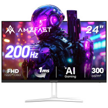 Amzfast 24 Inch 200Hz Gaming Monitor, FHD 1080P Fast IPS, 1ms MPRT, Adaptive Sync, AI-Crosshair, 110% sRGB, HDR, Low Blue Light, HDMI2.0&DP1.4, VESA75