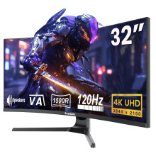 Gawfolk 32 Inch 4K Curved Gaming Monitor UHD 3840x2160 120Hz 1500R VA Computer Monitor with Built-in Speakers, FreeSync & G-Sync Compatible, 1ms,VESA