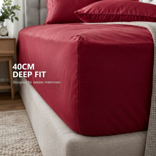 Imperial Rooms (Red, King) Fitted Sheets 40cm Deep Bed Sheet Single Double King 1
